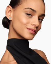 Petite Chatelaine® Stud Earrings in Sterling Silver with Blue Topaz and Diamonds, 6mm